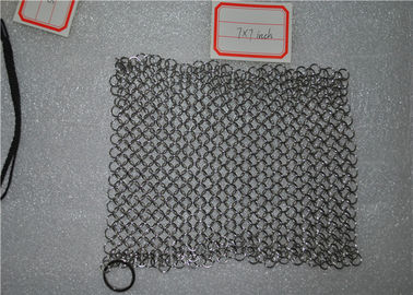 Square Shape Stainless Steel Chainmail Scrubber Non - Toxic For Kitchen
